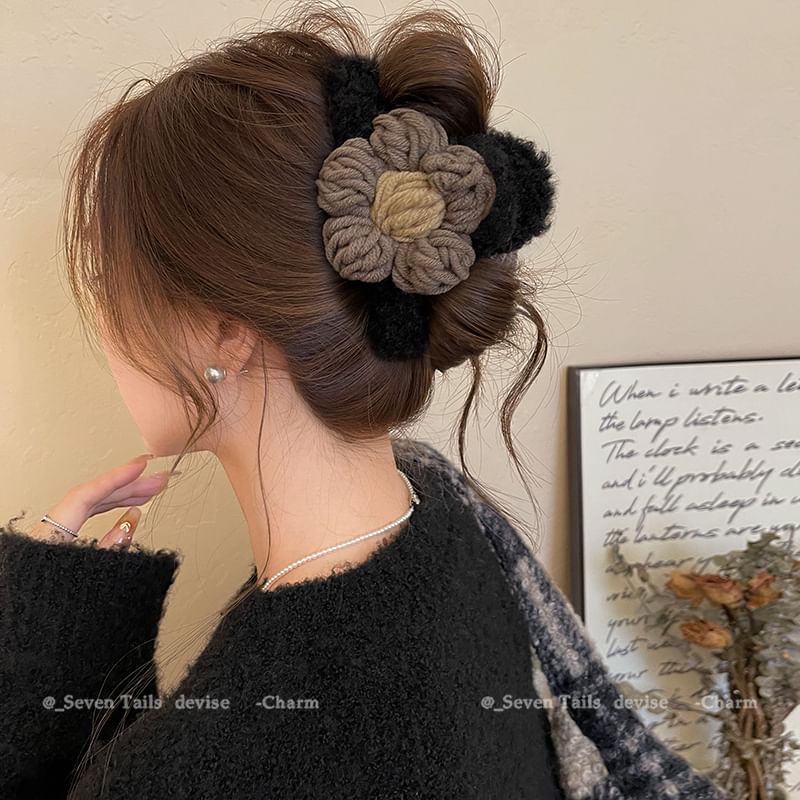 Yarn Claw Floral Chenille Hair Clip