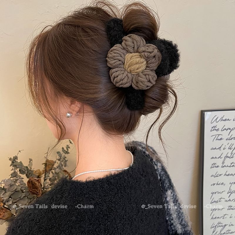 Yarn Claw Floral Chenille Hair Clip