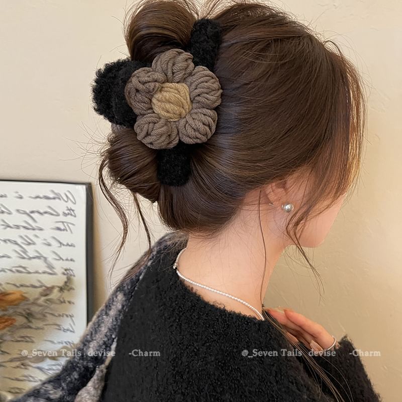 Yarn Claw Floral Chenille Hair Clip