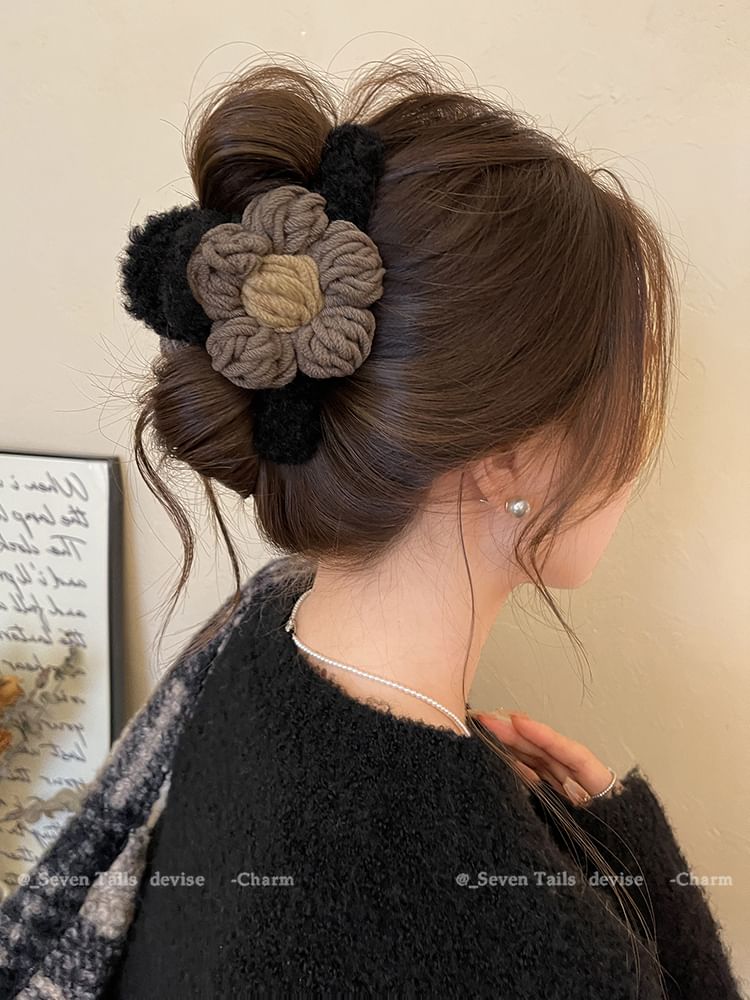 Yarn Claw Floral Chenille Hair Clip