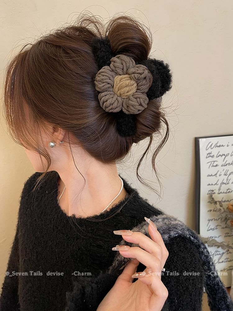 Yarn Claw Floral Chenille Hair Clip