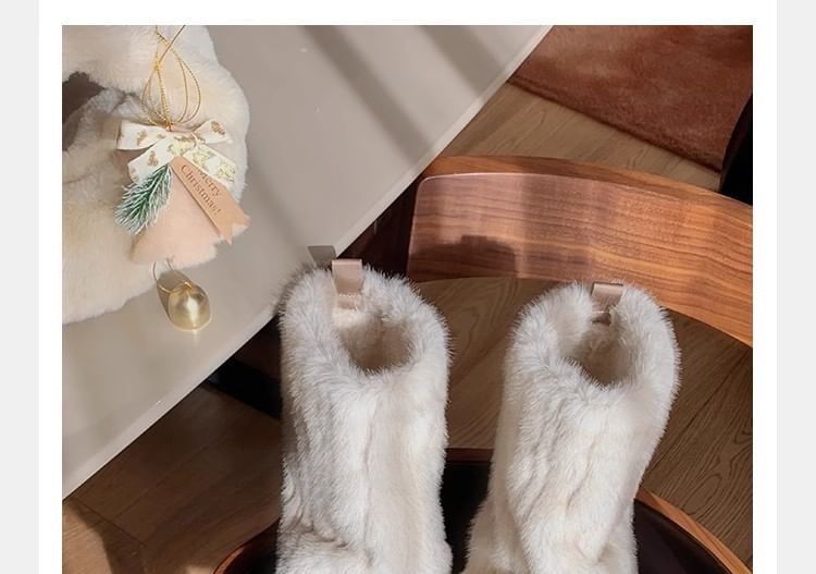 Snow Boots Fluffy Platform Panel Mid Calf