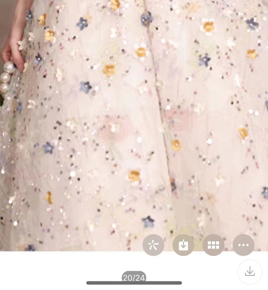 Sequin (Various Floral Evening Embroidered A-Line Gown Designs)