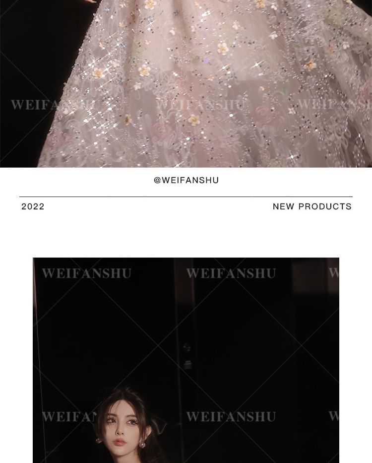 Sequin (Various Floral Evening Embroidered A-Line Gown Designs)