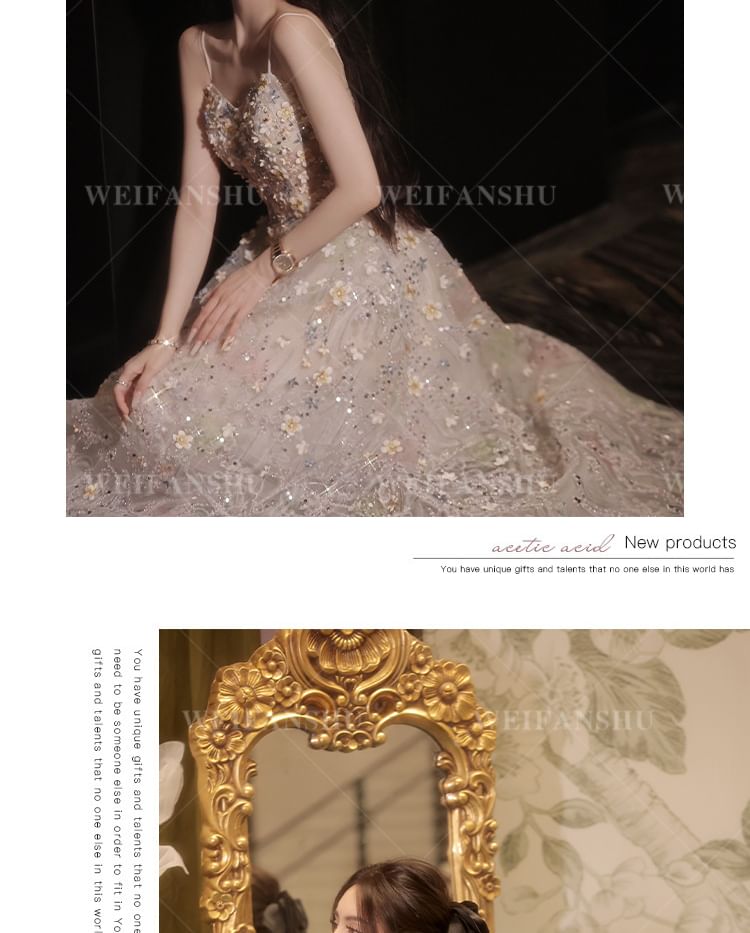 Sequin (Various Floral Evening Embroidered A-Line Gown Designs)