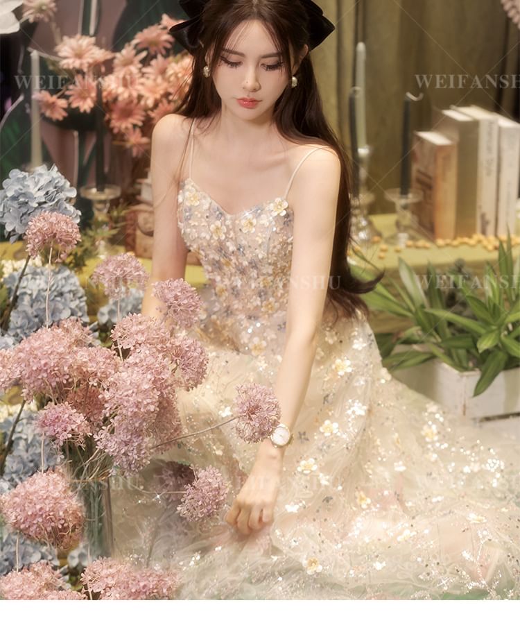 Sequin (Various Floral Evening Embroidered A-Line Gown Designs)