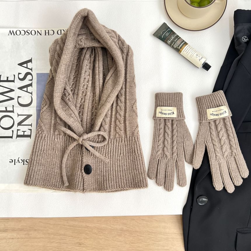 Plain Balaclava / Set Knit Gloves