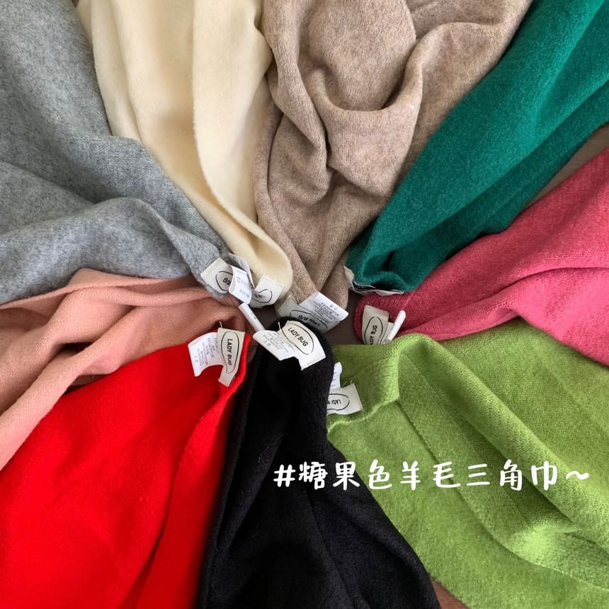 Wool Plain Triangle Scarf