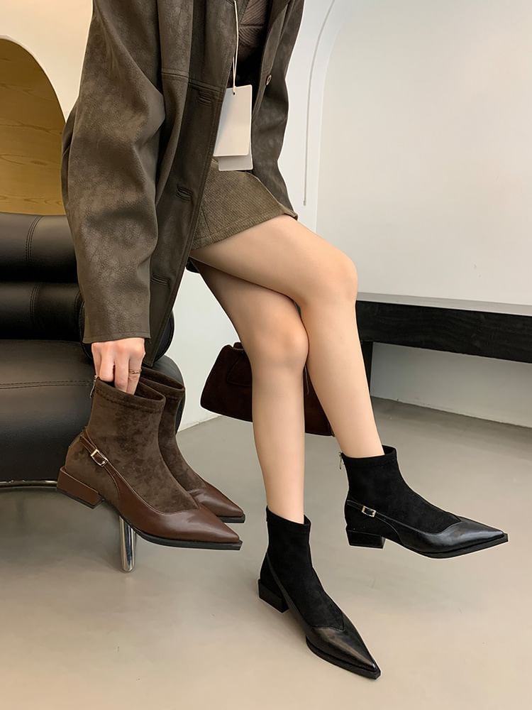 Toe Low Heel Short Pointed Boots