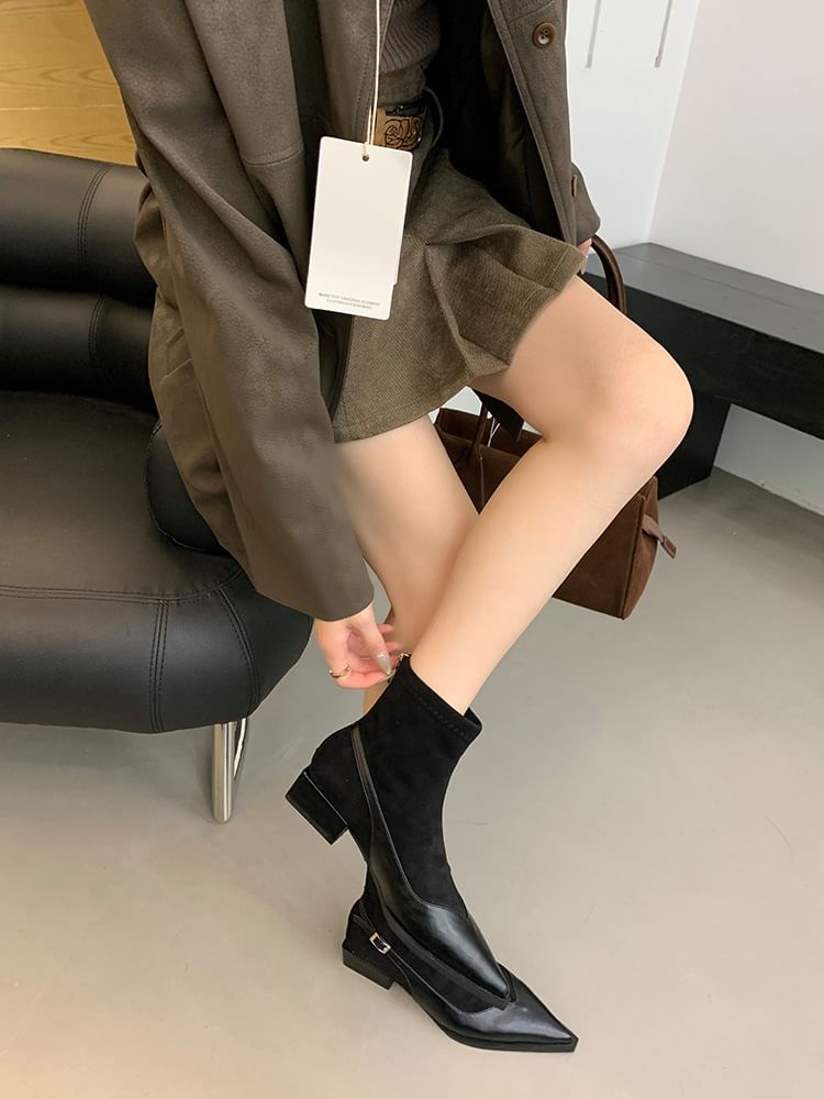 Toe Low Heel Short Pointed Boots