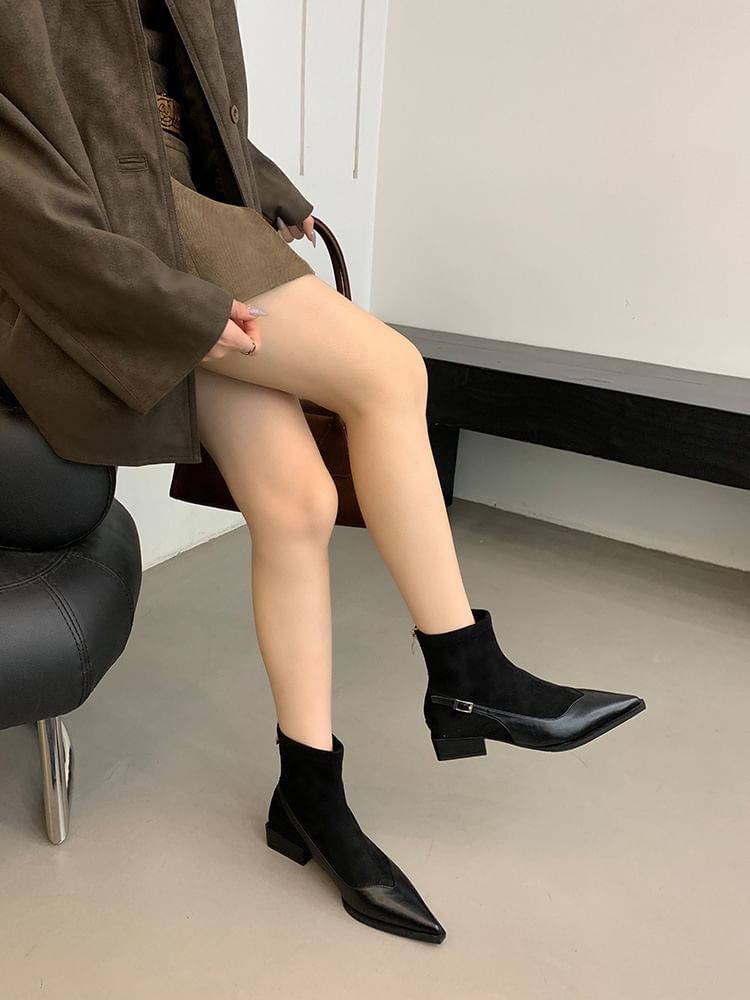 Toe Low Heel Short Pointed Boots