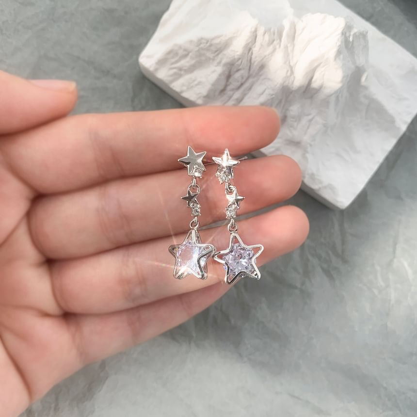 Alloy Star Earring Rhinestone Dangle