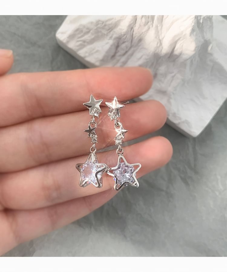 Alloy Star Earring Rhinestone Dangle