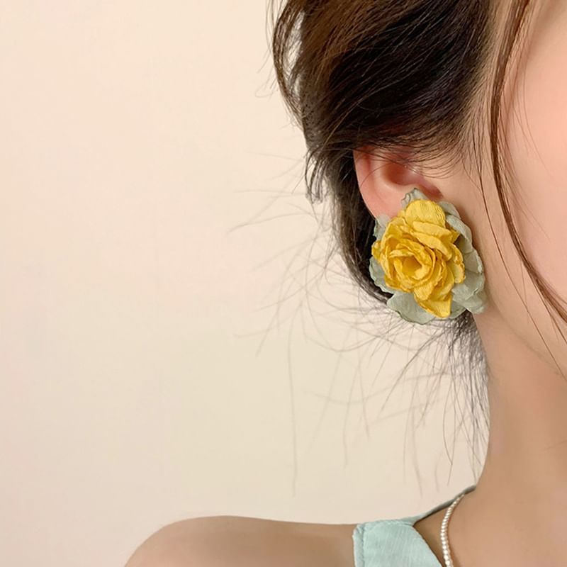 Earring Fabric Floral Stud