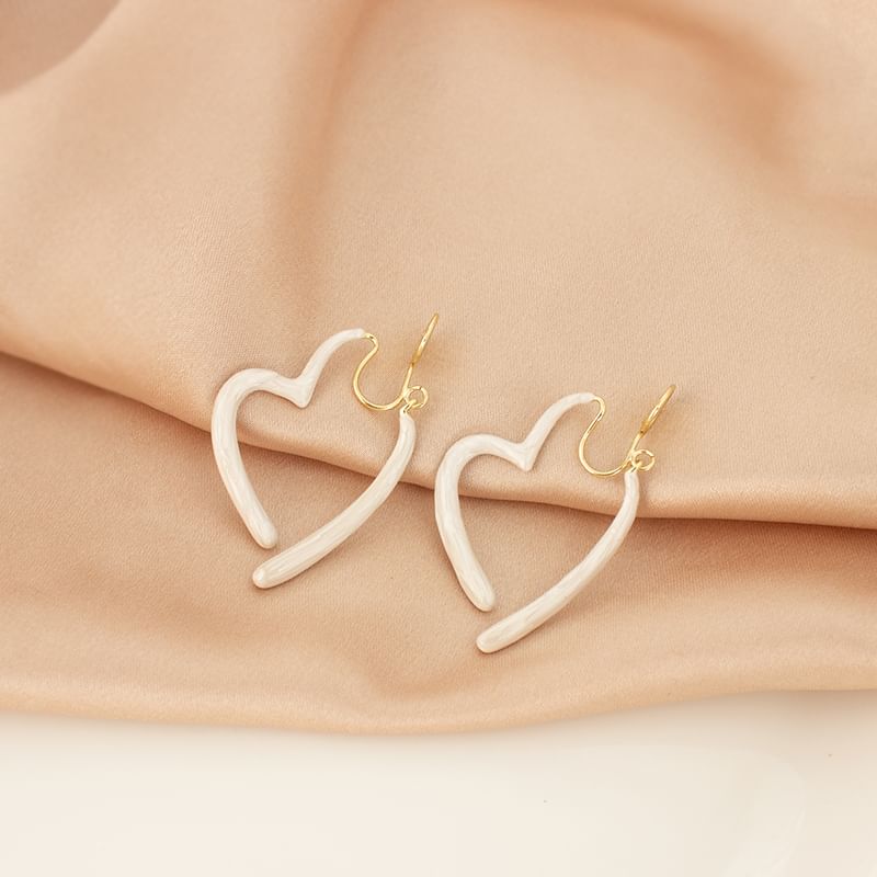 Heart Earring Open Glaze Alloy Hoop