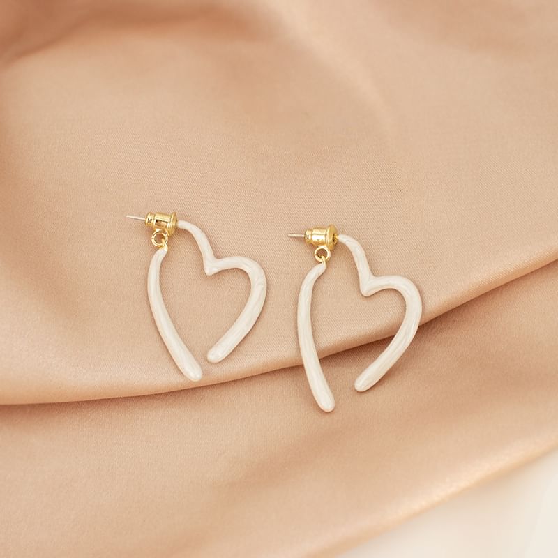 Heart Earring Open Glaze Alloy Hoop