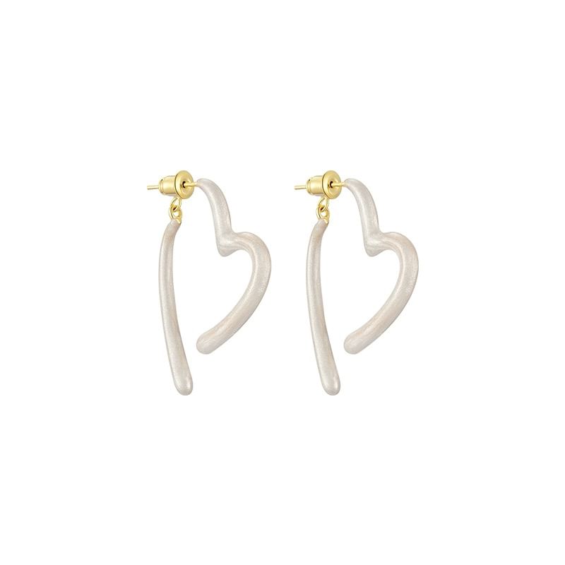 Heart Earring Open Glaze Alloy Hoop