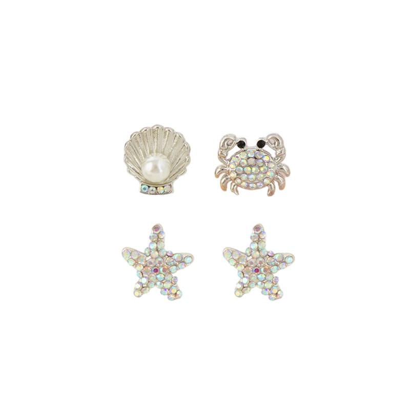 Faux / Alloy Crab Pearl Starfish Earring Stud Rhinestone Shell