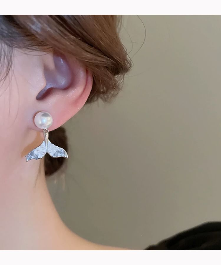 Drop Tail Pearl Alloy Mermaid Faux Crystal Earring