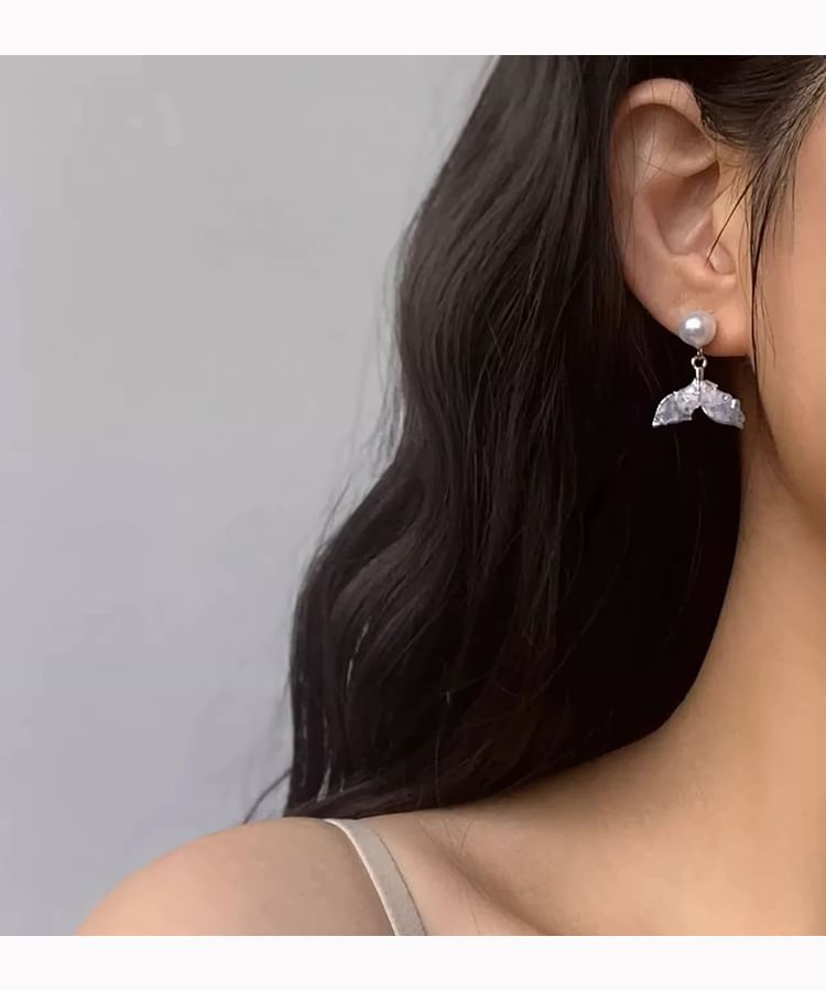 Drop Tail Pearl Alloy Mermaid Faux Crystal Earring