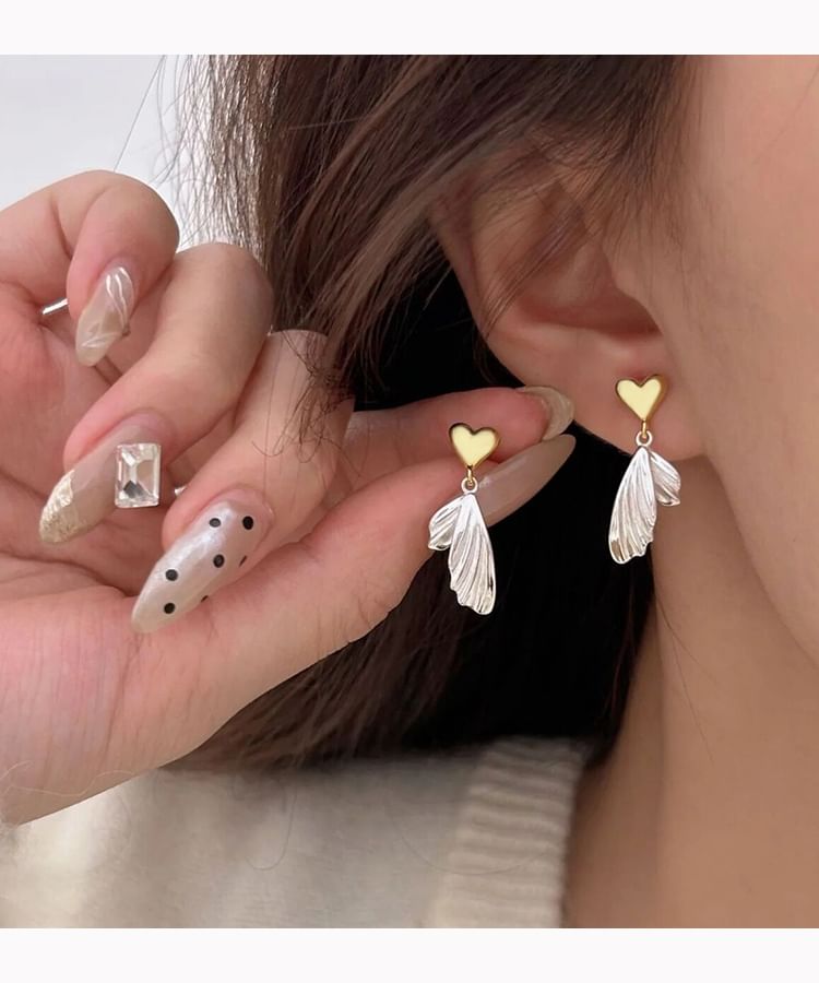 Earring Heart Tail Drop Alloy Fish