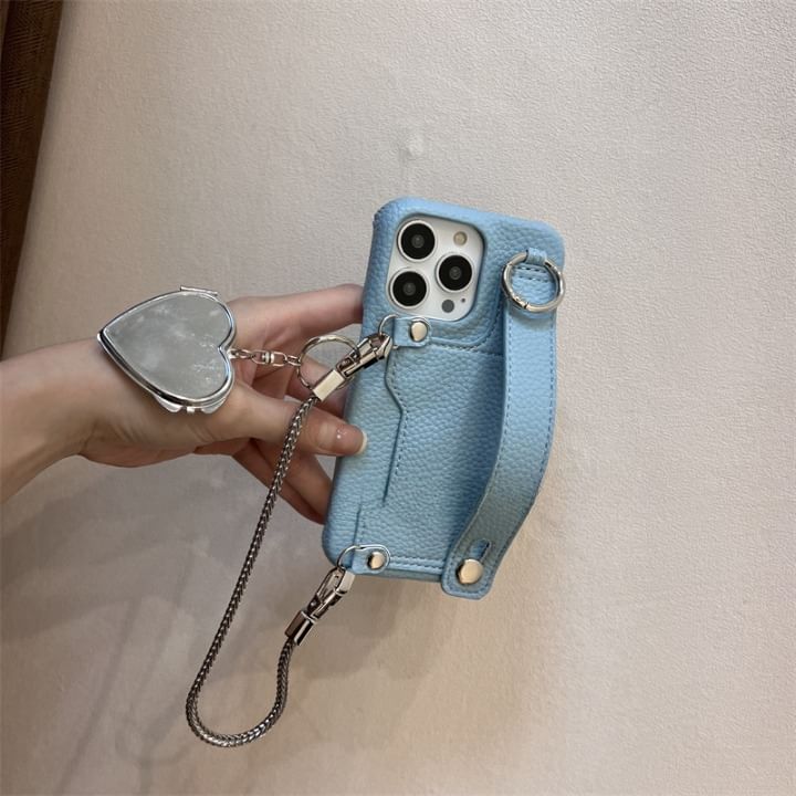 Heart Faux Leather Mirror Case Phone