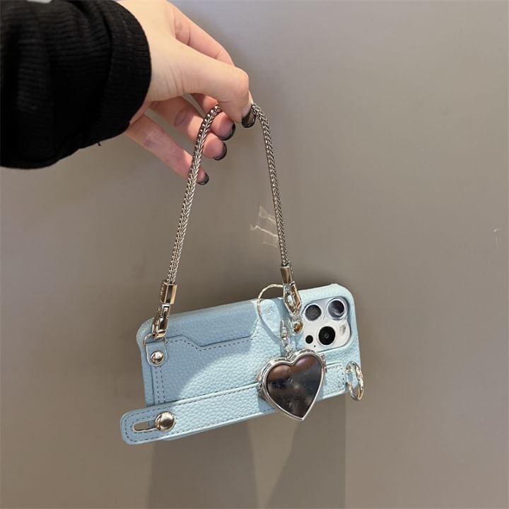 Heart Faux Leather Mirror Case Phone