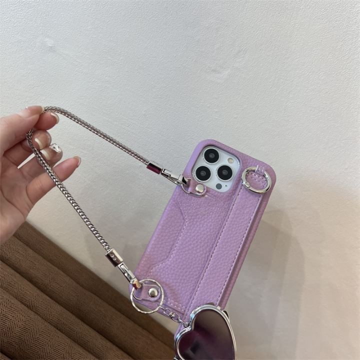 Heart Faux Leather Mirror Case Phone