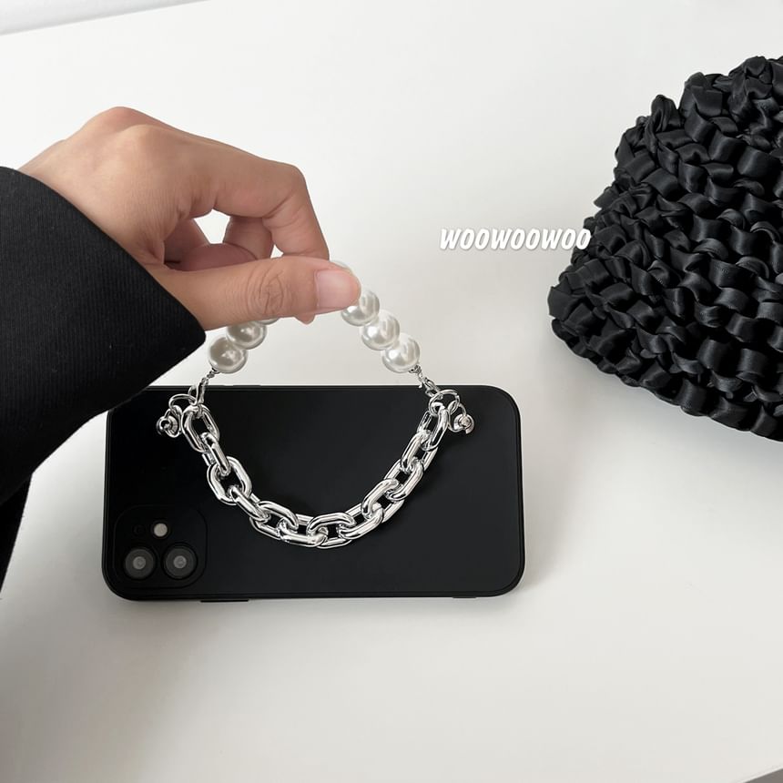 / Strap Pearl Case Phone Alloy Lanyard Faux