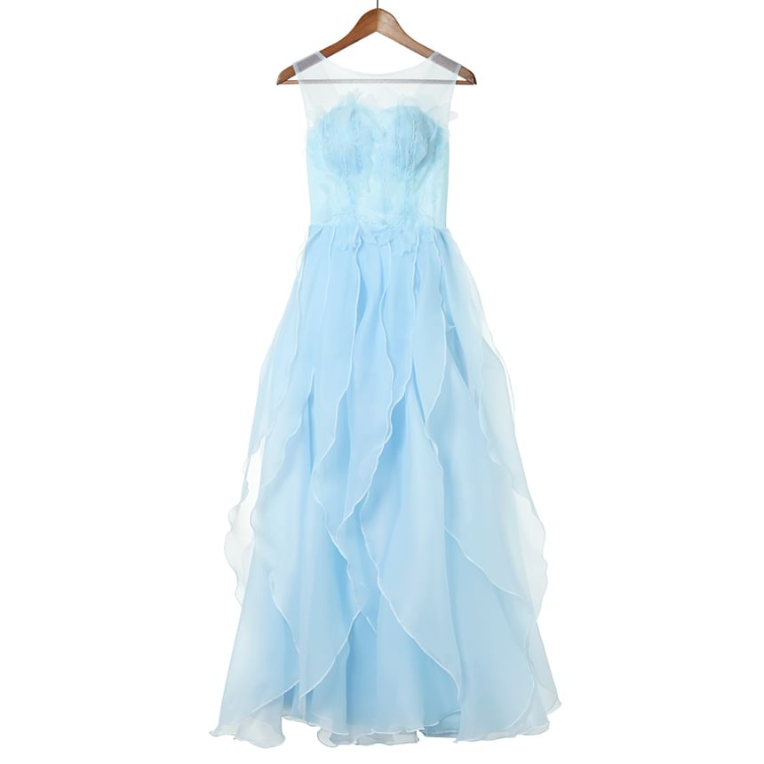 Plain Gown A-Line Ruffle Evening