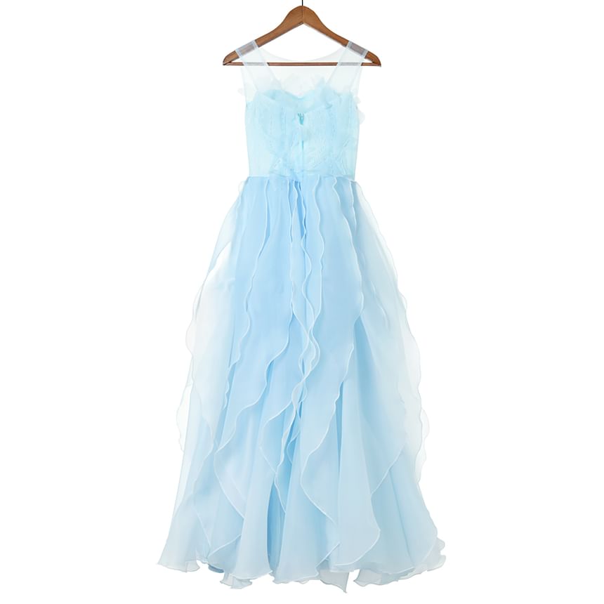 Plain Gown A-Line Ruffle Evening