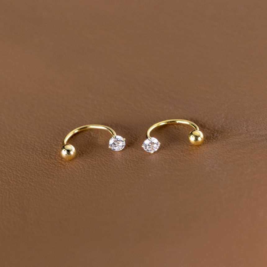 925 Sterling Silver Barbell Earring (Various Designs)