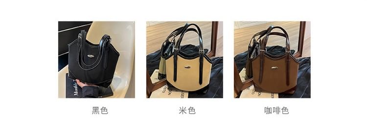 Buckled Leather Faux Bag Tote