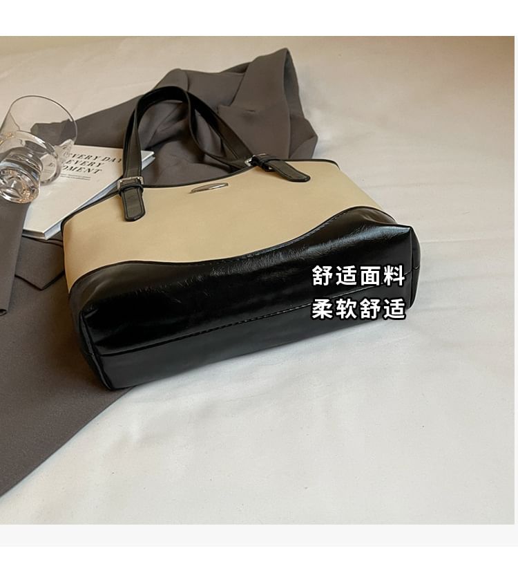 Buckled Leather Faux Bag Tote