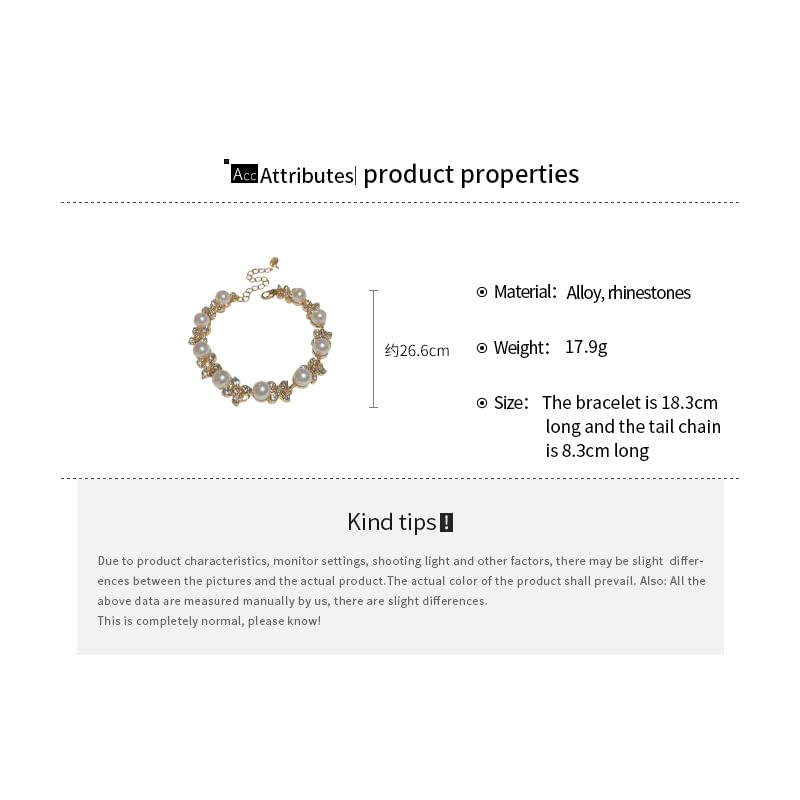 Necklace Faux Drop Earring Rhinestone / Floral Hook Bracelet Pearl