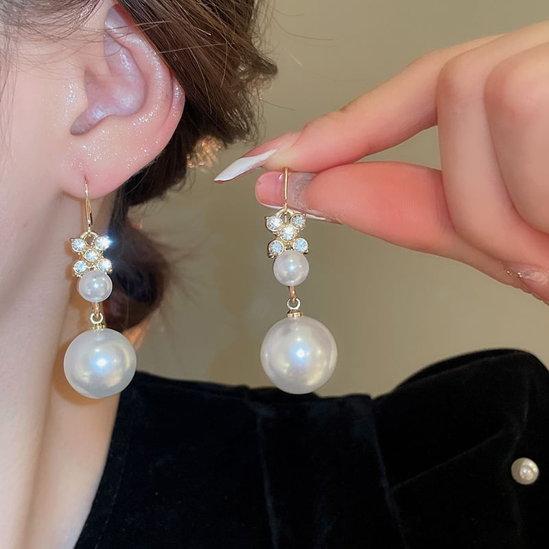 Necklace Faux Drop Earring Rhinestone / Floral Hook Bracelet Pearl