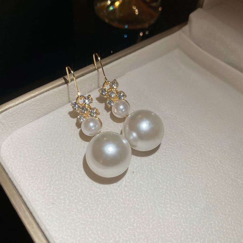 Necklace Faux Drop Earring Rhinestone / Floral Hook Bracelet Pearl