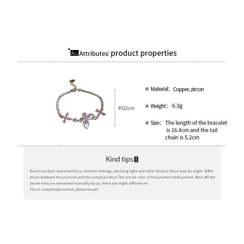 Butterfly Bracelet Floral Rhinestone