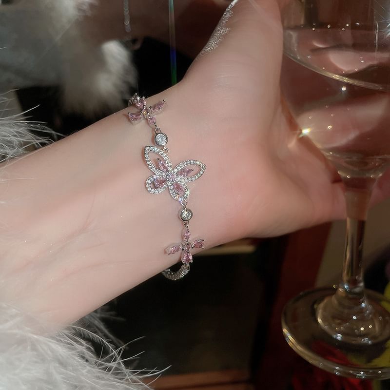 Butterfly Bracelet Floral Rhinestone