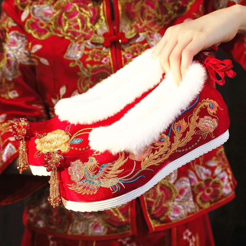 (Various Pumps Wedge Heel Designs) Embroidered Hidden Beaded