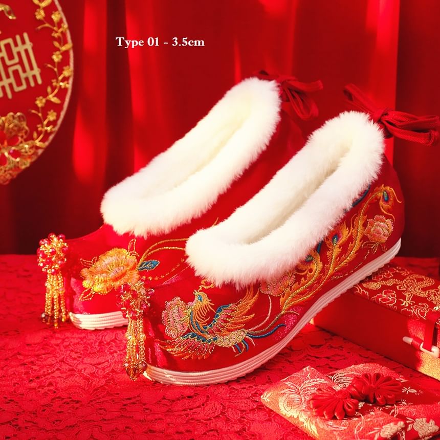 (Various Pumps Wedge Heel Designs) Embroidered Hidden Beaded