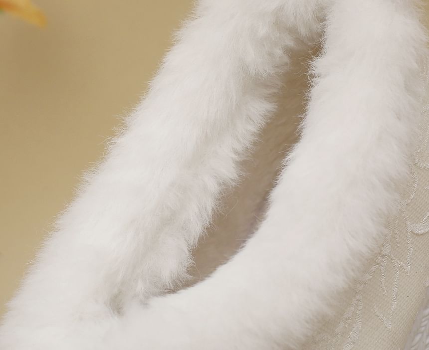 Wedge Fleece-Lined Bow Pumps Platform Heel