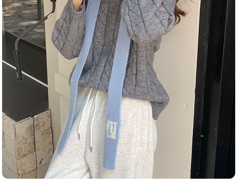 Narrow Scarf Knit Plain