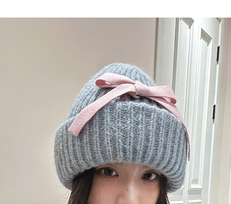 Beanie Bow Ribbed