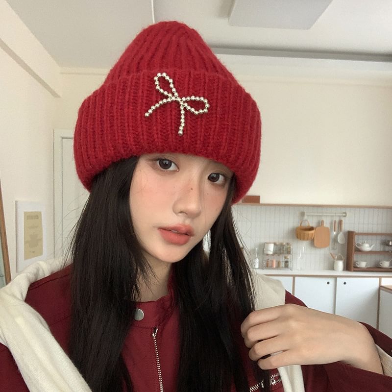 Bow Beanie Beaded
