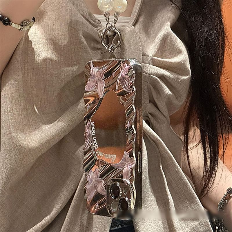 / Set Case Butterfly Mirrored Phone Strap