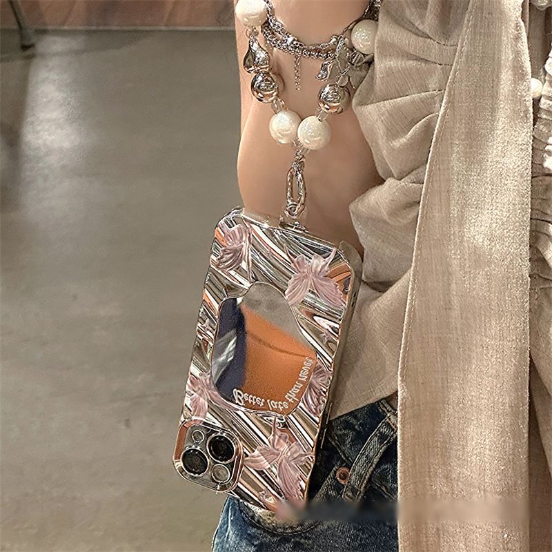 / Set Case Butterfly Mirrored Phone Strap