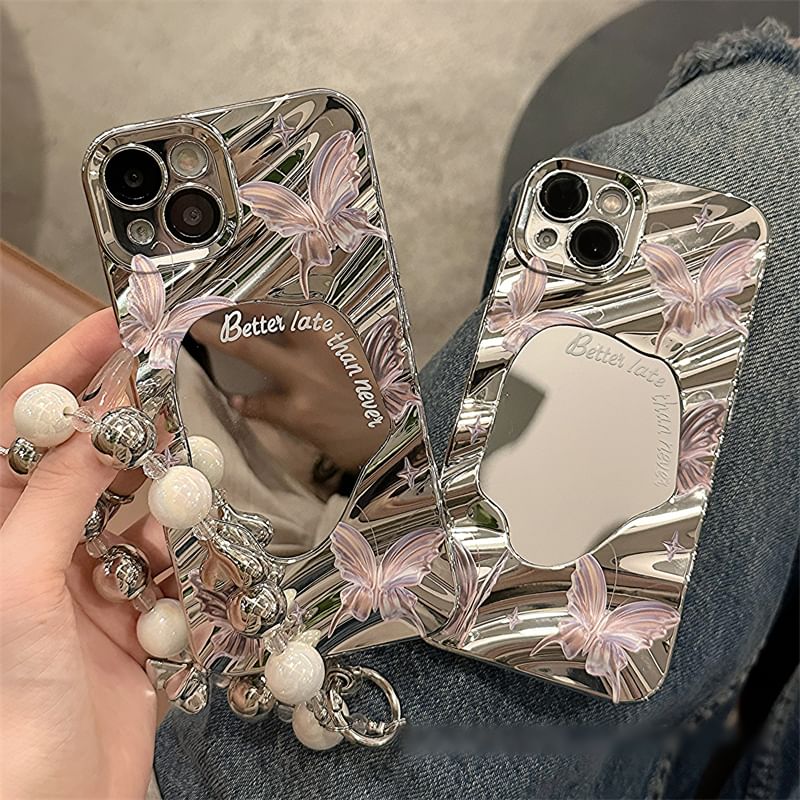 / Set Case Butterfly Mirrored Phone Strap