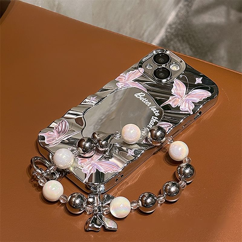 / Set Case Butterfly Mirrored Phone Strap