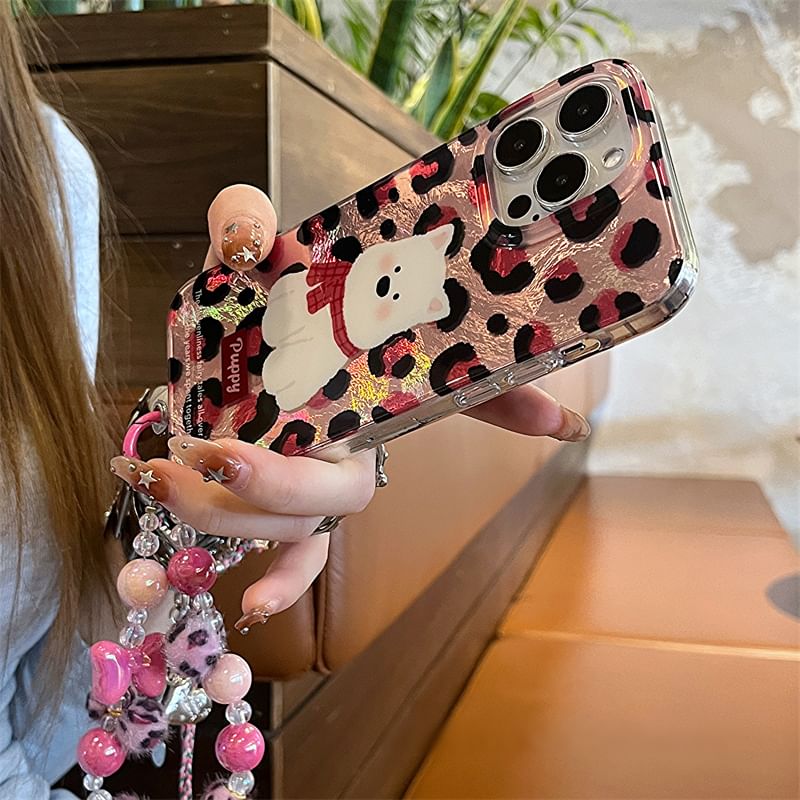 Leopard Case Dog Strap Set Phone Print /